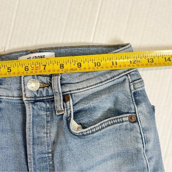 Re/Done 70s Stove Pipe Jeans Size 24 High Rise Mid 90s Color Button Fly Raw Hem - Picture 14 of 16